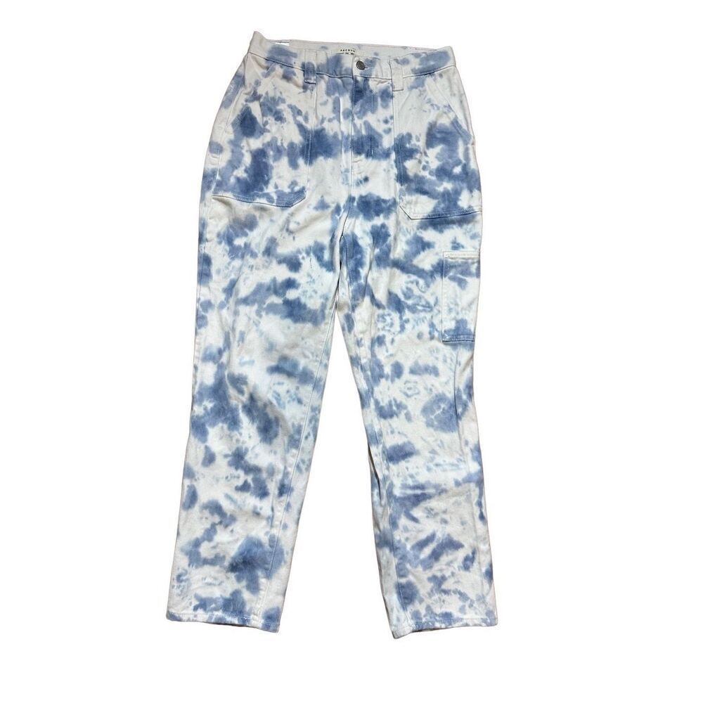 Pacsun womens blue white tie dye high rise mom jeans sz 30